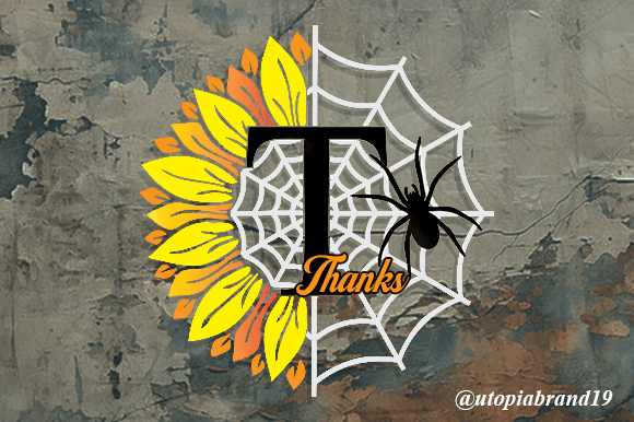 Halloween Sunflower Monogram Font - Preview 6