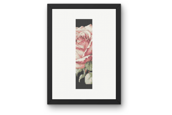 Pink Rose on Black I Monogram