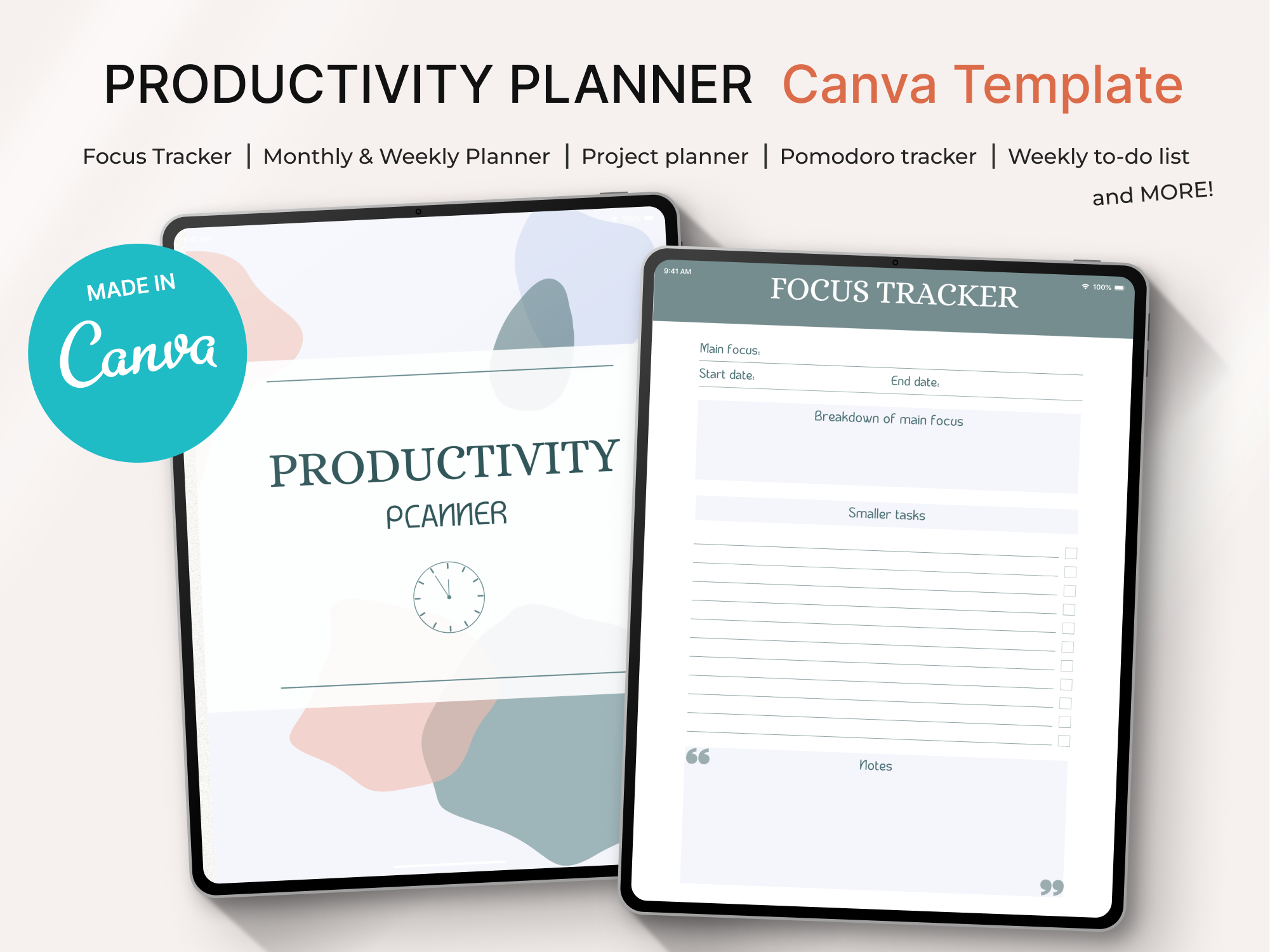 Productivity Planner Canva Template