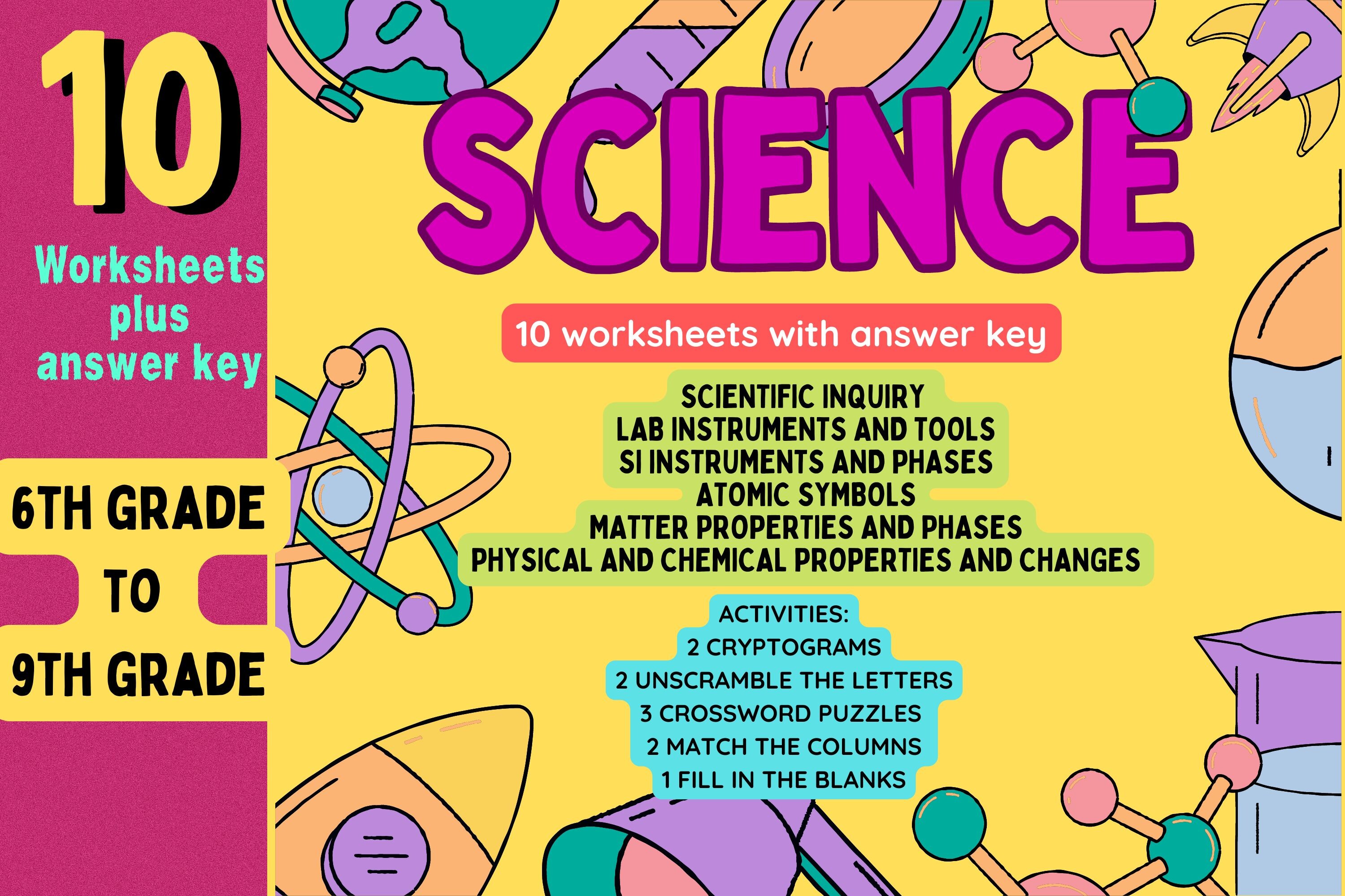 Science: 10 Worksheets with Answer Key Graphic by Charm Creatives ...