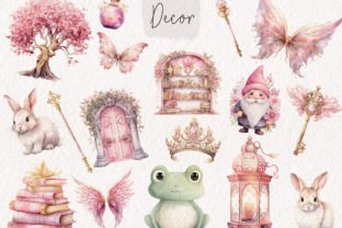 Watercolor Pink Fairy Clipart Bundle Graphic by KyoshiDigitals ...