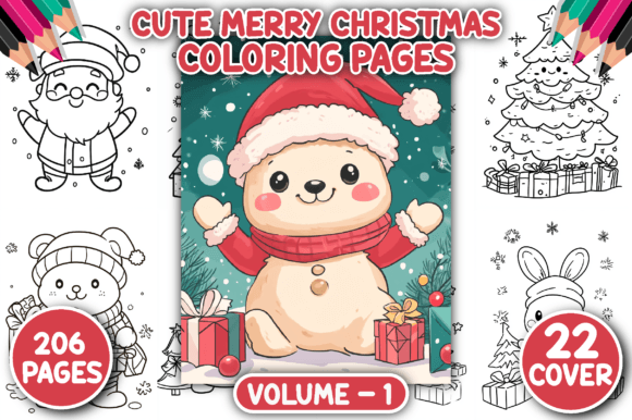 206 Cute Kawaii Merry Christmas Coloring
