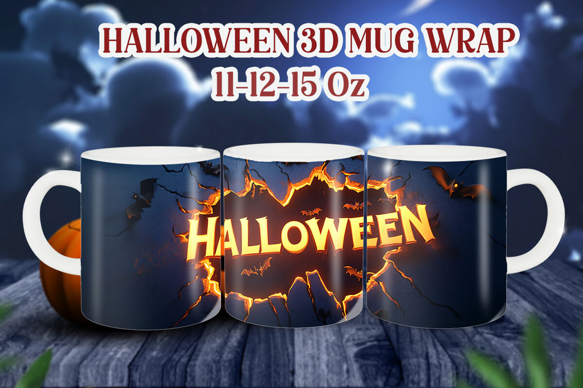 3D Spooky Halloween Mug Wrap PNG Graphic by Foxmia · Creative Fabrica
