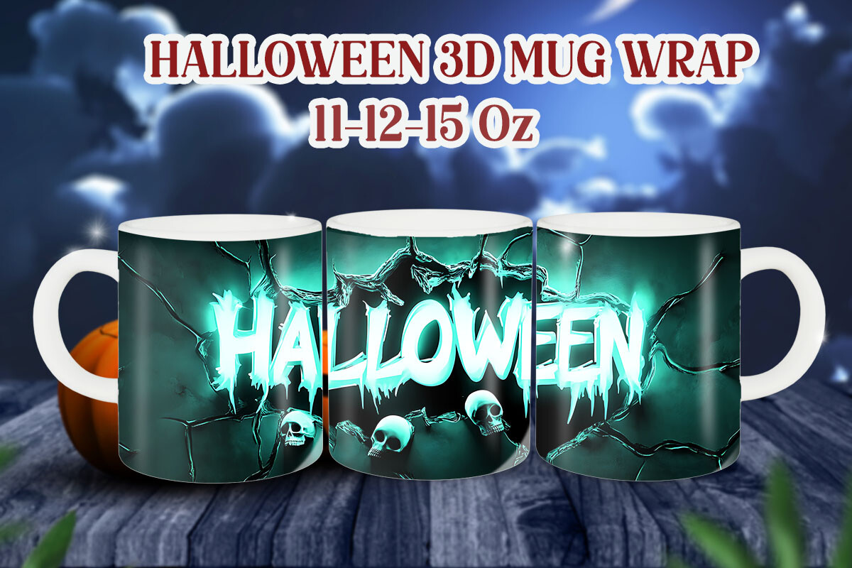 3D Spooky Halloween Mug Wrap PNG Graphic by Foxmia · Creative Fabrica