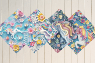 3D Unicorn Digital Paper Bundle Graphic by Regulrcrative · Creative Fabrica
