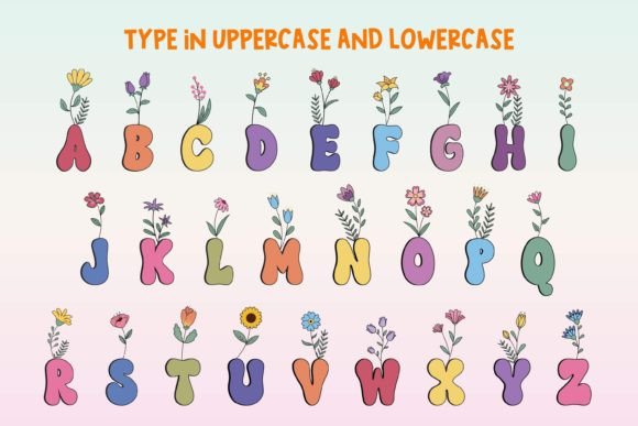 Flower on Top Font PNG with transparent background - Preview 1