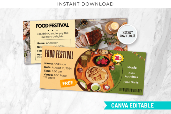 Food Event Ticket Canva Template