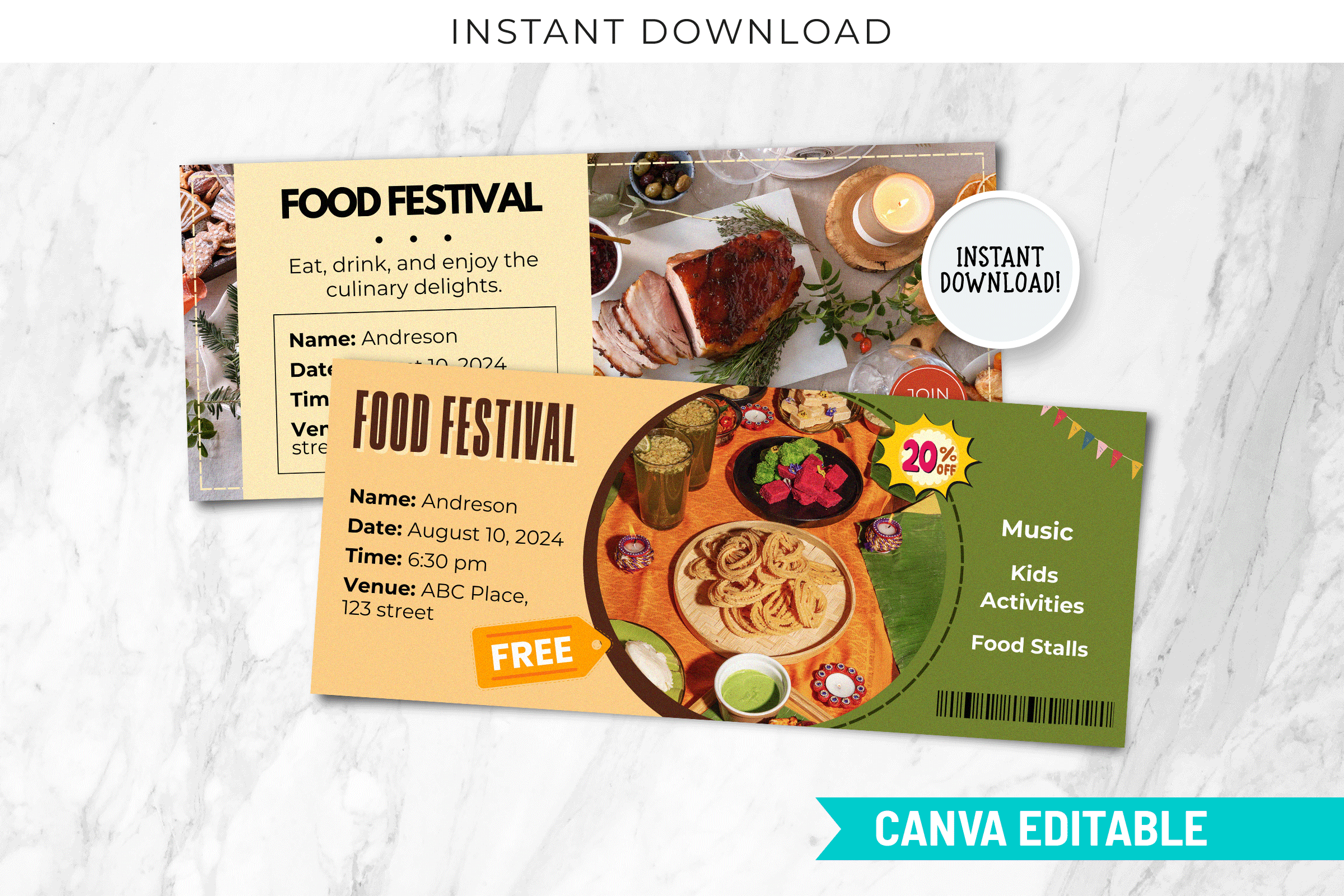 Food Event Ticket Canva Template