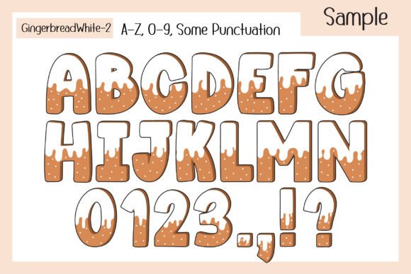 Gingerbread White Cream Font PNG with transparent background - Preview 3
