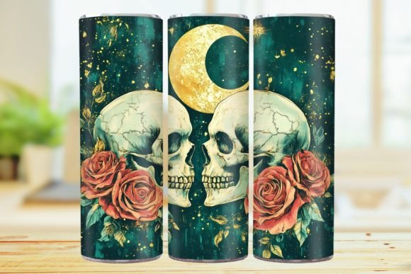 Skull and Flowers 20oz Skinny Tumbler.