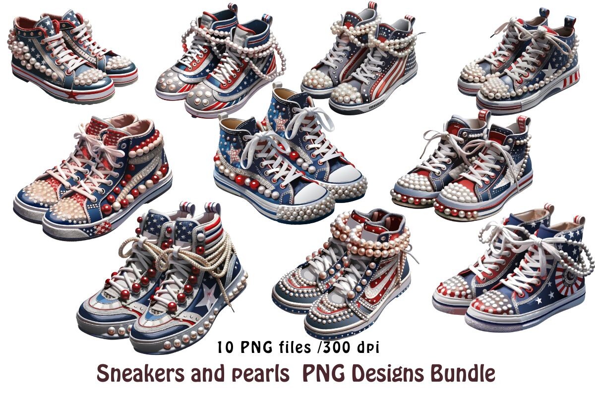 Sneakers and Pearls PNG Designs Bundle Graphic by NeriaLi · Creative ...