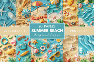 Summer Beach Digital Paper Bundle Graphic by Regulrcrative · Creative ...