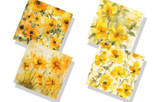 Yellow Floral Digital Paper Bundle Graphic by Regulrcrative · Creative ...
