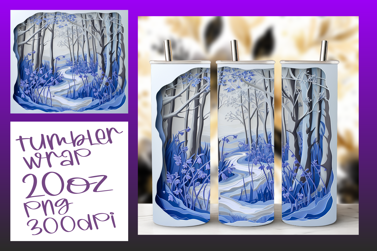 20oz Tumbler Wrap 3D Flower in Hole Graphic by digitaldarius · Creative ...