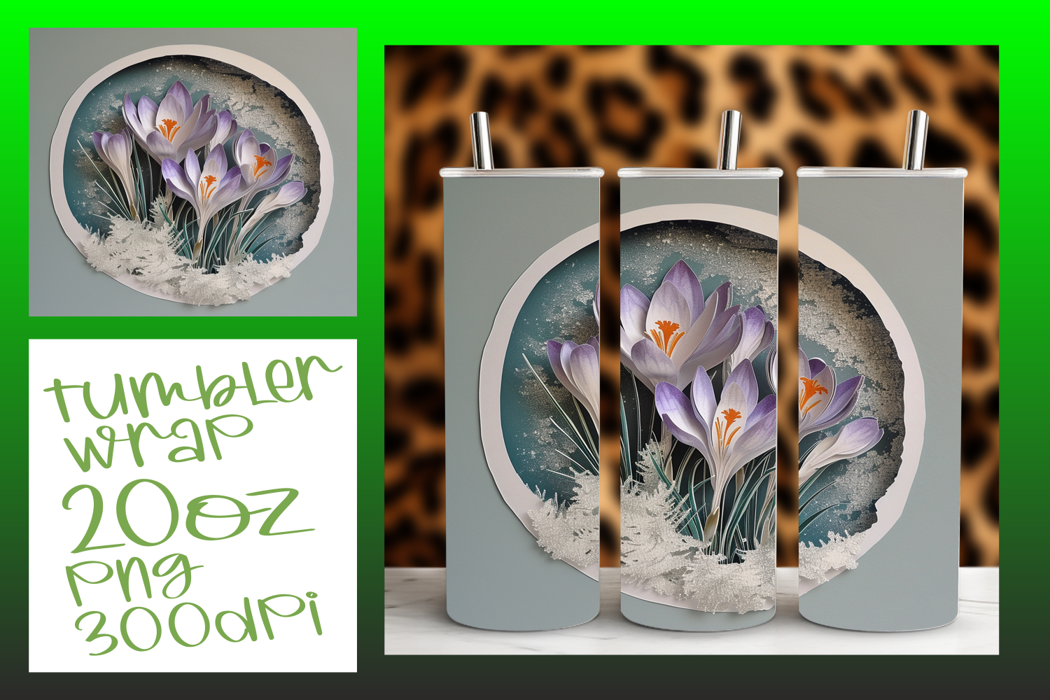3D Floral Tumbler Wrap 20oz Graphic by digitaldarius · Creative Fabrica