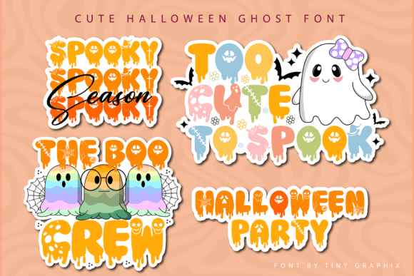 Cute Halloween Ghost Font PNG with transparent background - Preview 1