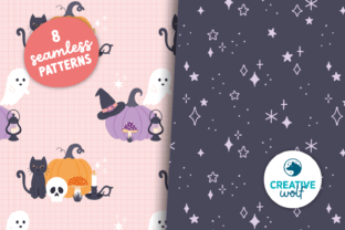 Cozy Pastel Halloween Seamless Patterns Graphic by Creative Wolf Design ...