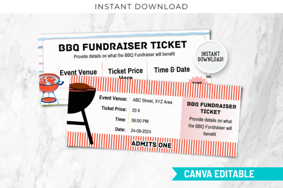 Custom Fundraiser Ticket Canva Template