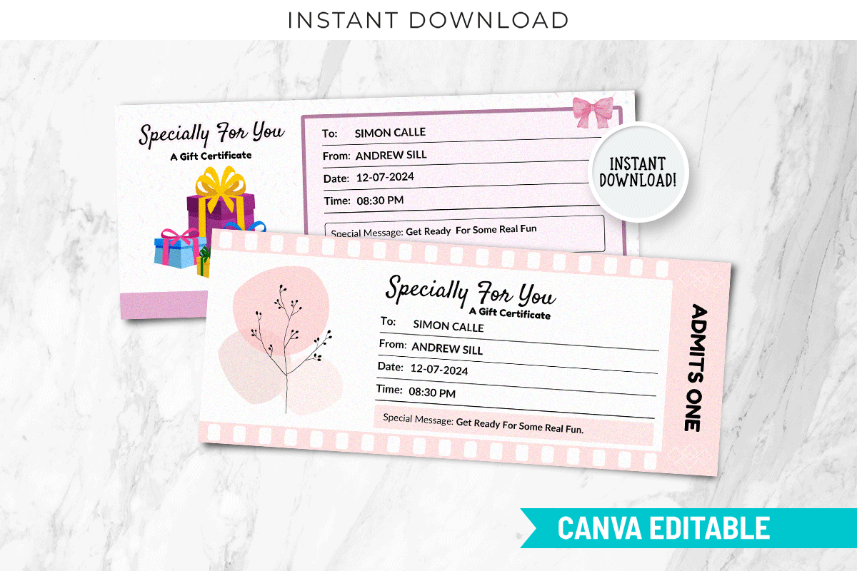 Editable Gift Ticket Printable Template