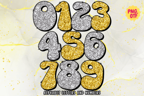 Gold and Silver Glitter Groovy Font - Preview 2
