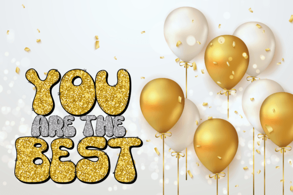 Gold and Silver Glitter Groovy Font - Preview 6