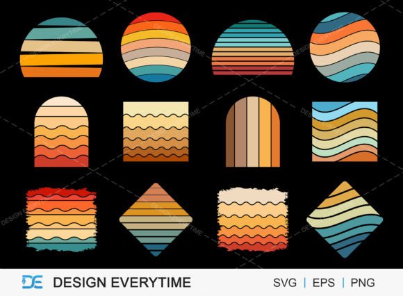 Retro Vintage Sunset Background Bundle Bundle · Creative Fabrica