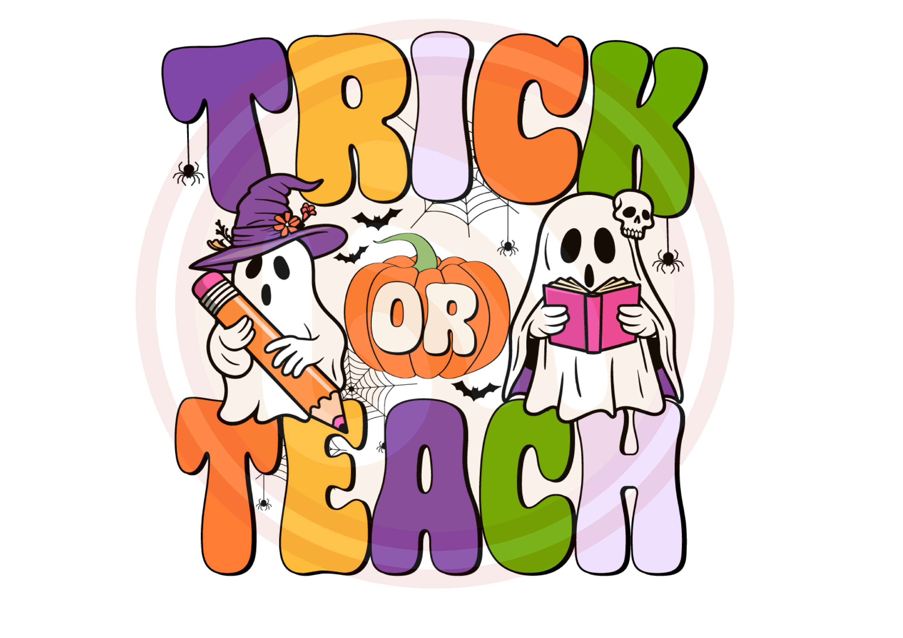 Trick or Teach Halloween SVG Retro Spook Graphic by SvgBuzz · Creative ...