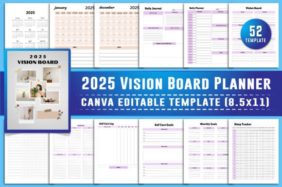 2025 Vision Board Planner Canva KDP Graphic by Creative Space ...