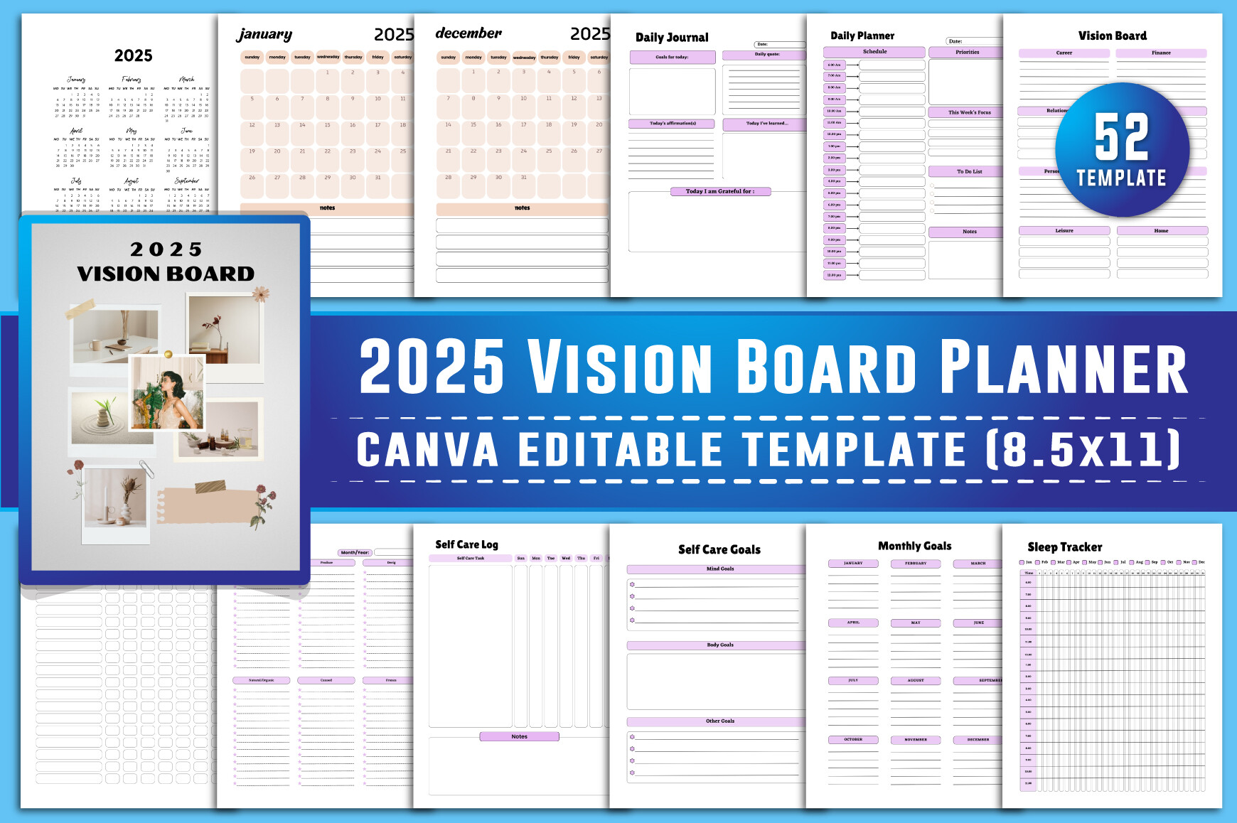 2025 Vision Board Planner Canva KDP Graphic by Creative Space ...