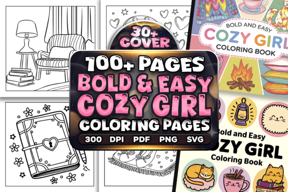 Bold Easy Cozy Girl Coloring Pages Graphic by Craftsbeefy · Creative ...
