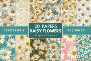 Daisy Flowers Digital Paper Bundle Graphic by Regulrcrative · Creative ...