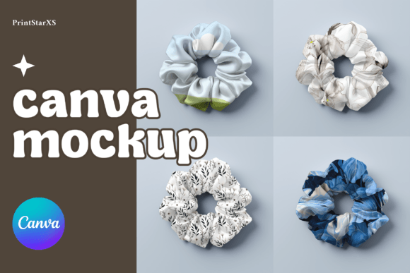Scrunchie Canva Mockup Hair Tie PNG POD