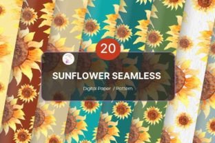Sunflower Watercolor Digital Paper Pack Graphic by info.kolekzion ...