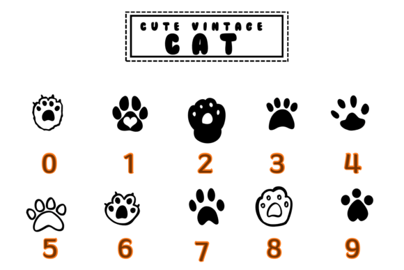 Cute Vintage Cat Font PNG with transparent background - Preview 3