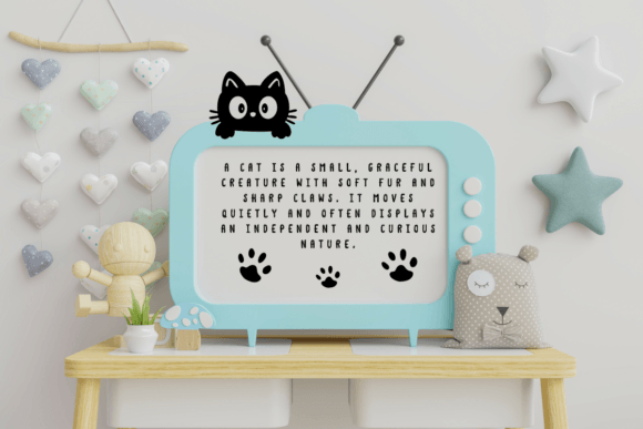 Cute Vintage Cat Font PNG with transparent background - Preview 4