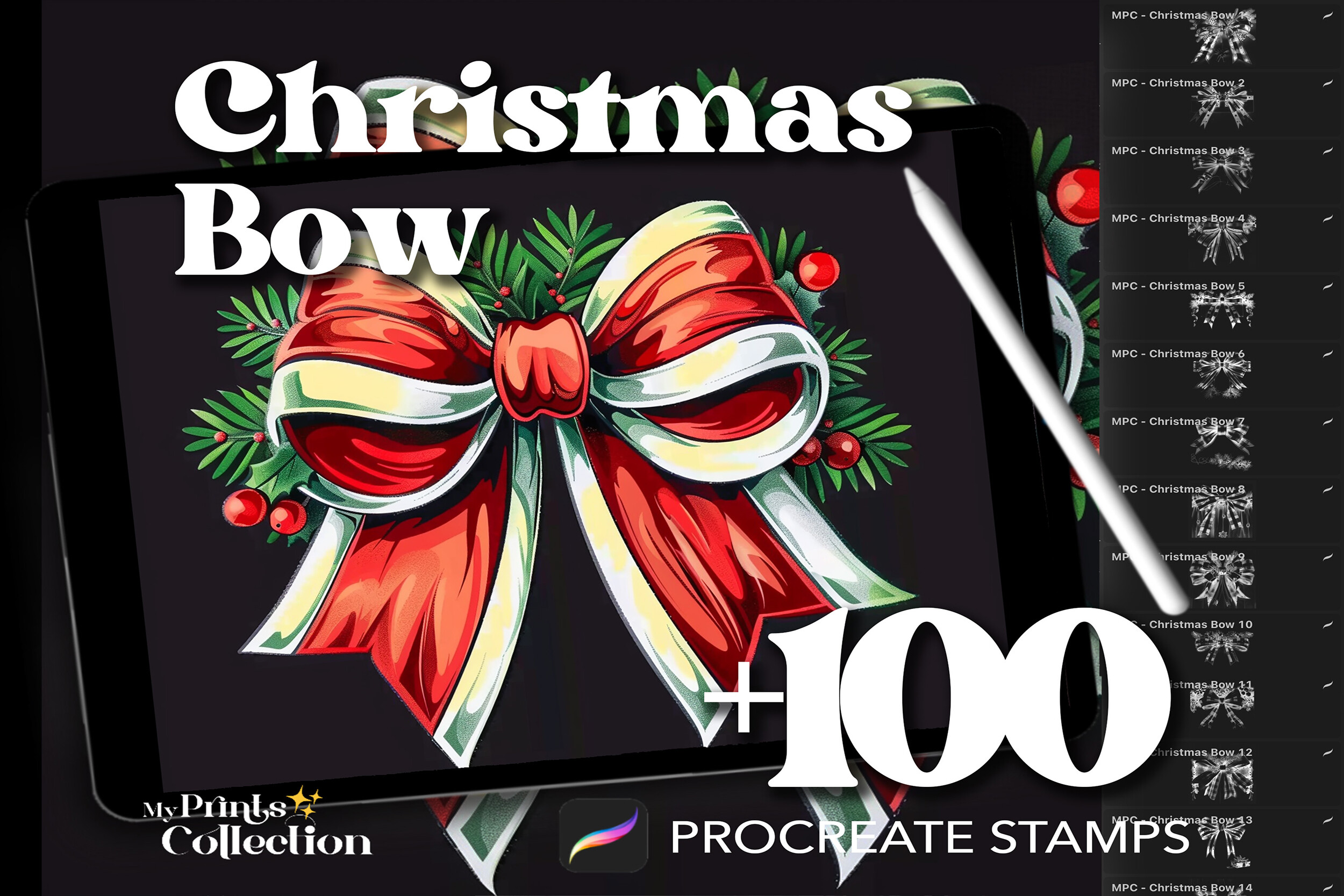 100+ Procreate Christmas Bow Stamps Graphic by myprintscollection ...