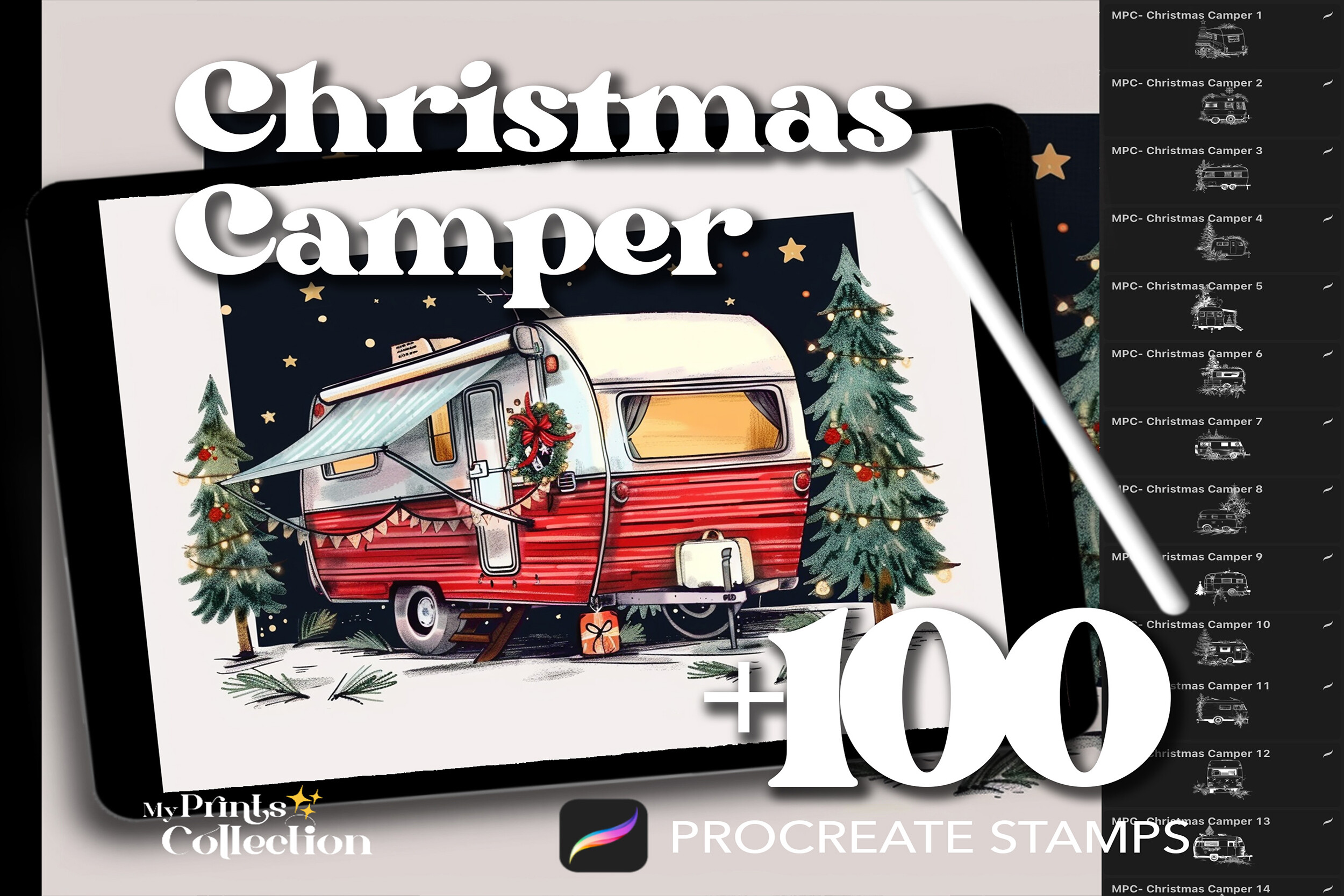 100+ Procreate Christmas Camper Stamps Graphic by myprintscollection ...