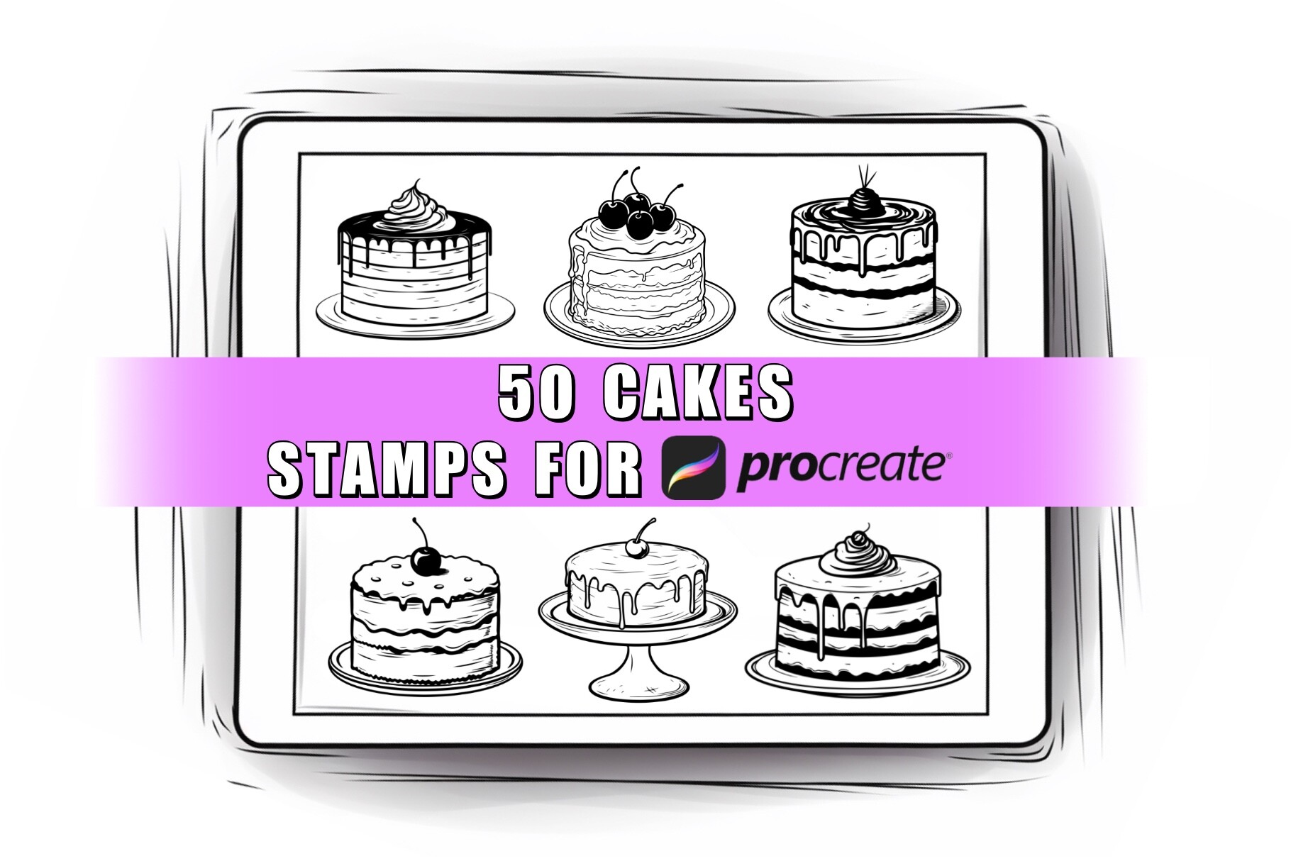 50 Cakes Procreate Stamps Brushes Graphic by ProcreateSale · Creative ...