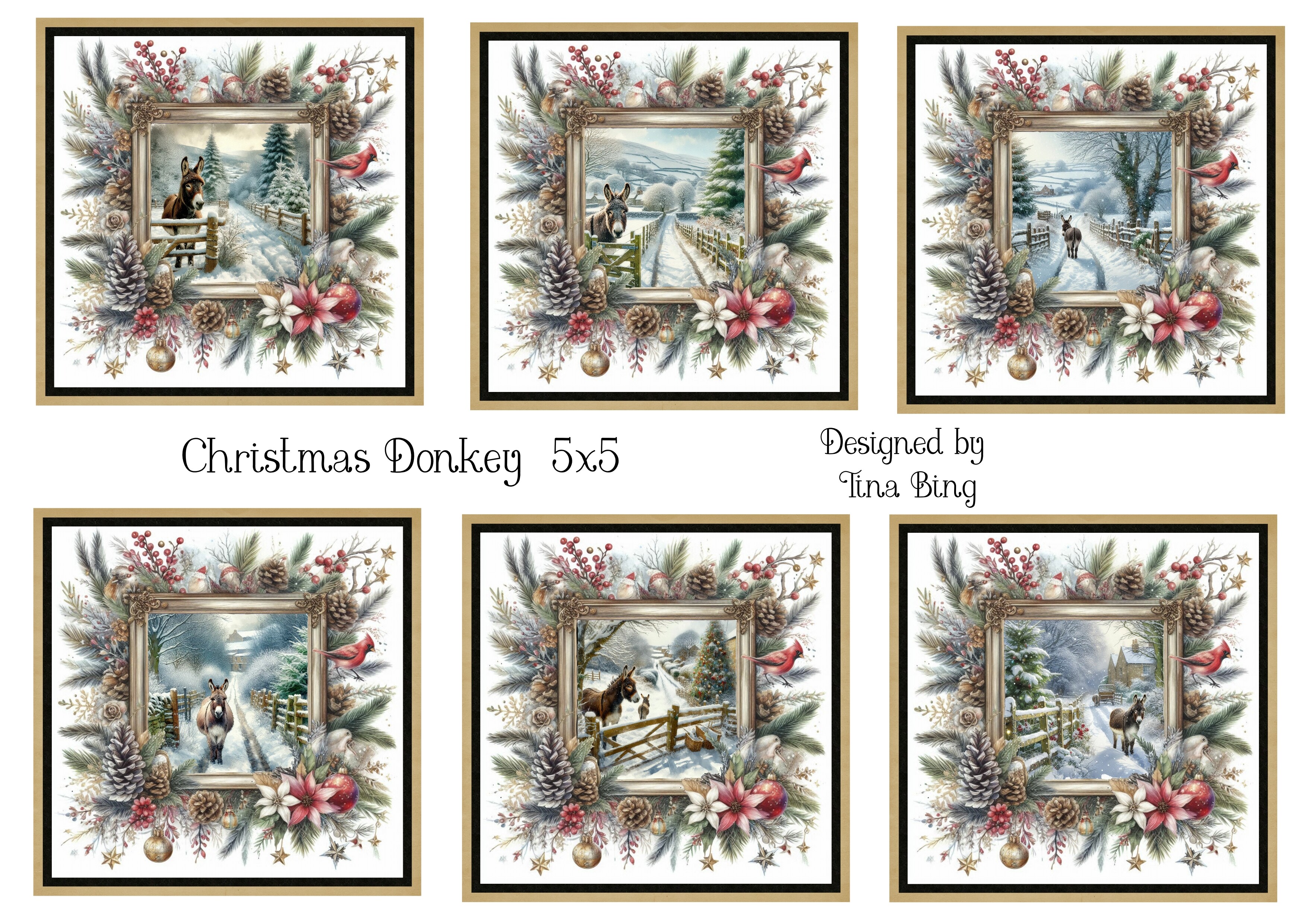 Christmas Donkey Graphic by Tina Bing · Creative Fabrica