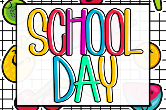 Rainbow School Font PNG with transparent background - Preview 5