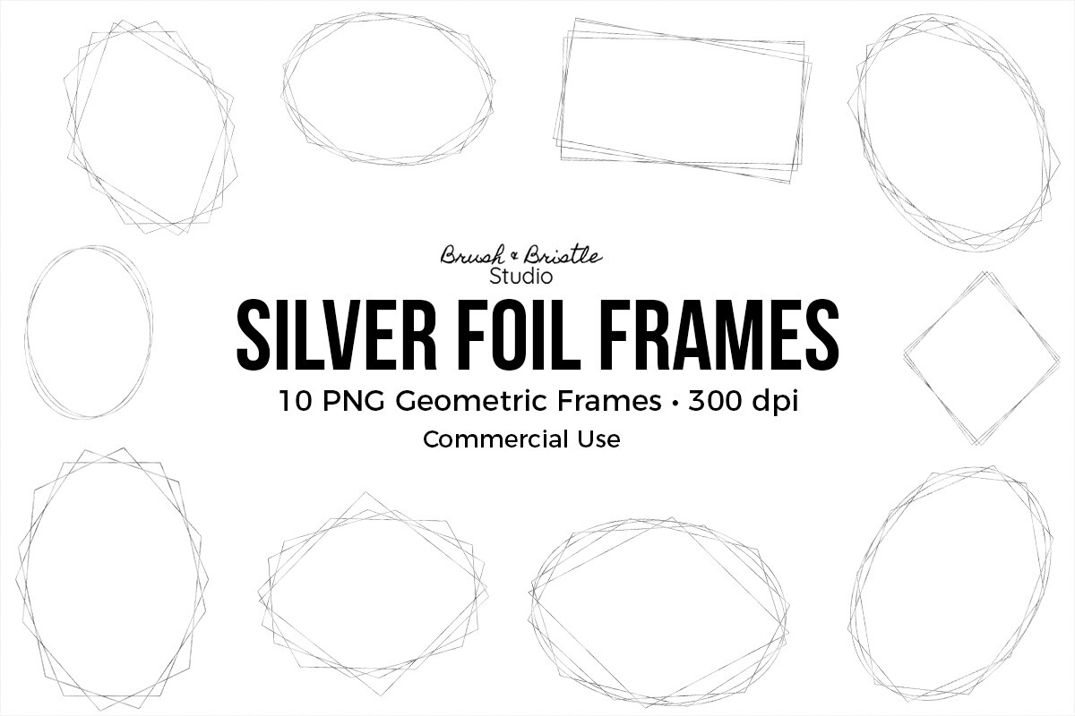 Silver Metallic Foil Geometric Frames Graphic by brushandbristlestudio ...