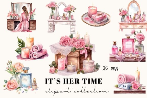 Watercolor Spa Clipart, Selfcare Clipart Graphic Illustrations By Aneta Design 