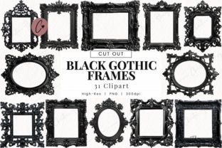 Black Gothic Frames Clipart, Goth PNG