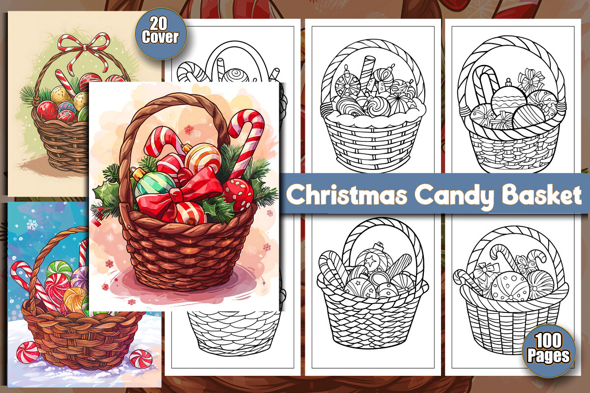 Christmas Candy Basket Coloring Pages Graphic by protabsorkar11