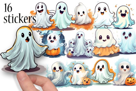Cute Ghost Halloween Stickers for Kids