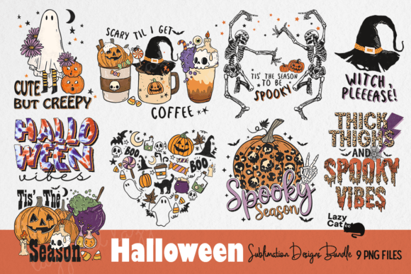 Halloween PNG Sublimation Bundle Graphic Crafts By Lazy Cat