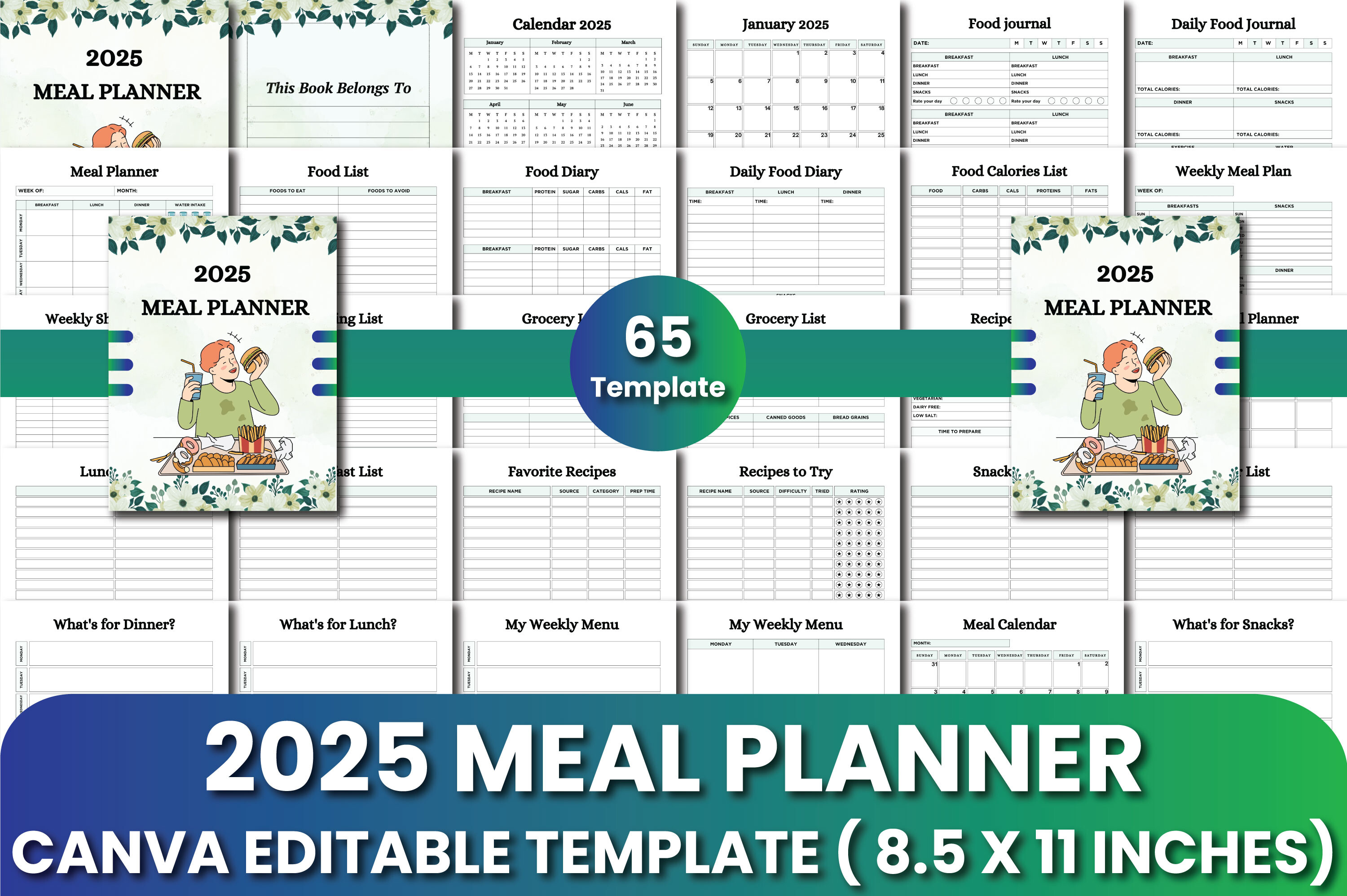 2025 Meal Planner Canva Templates