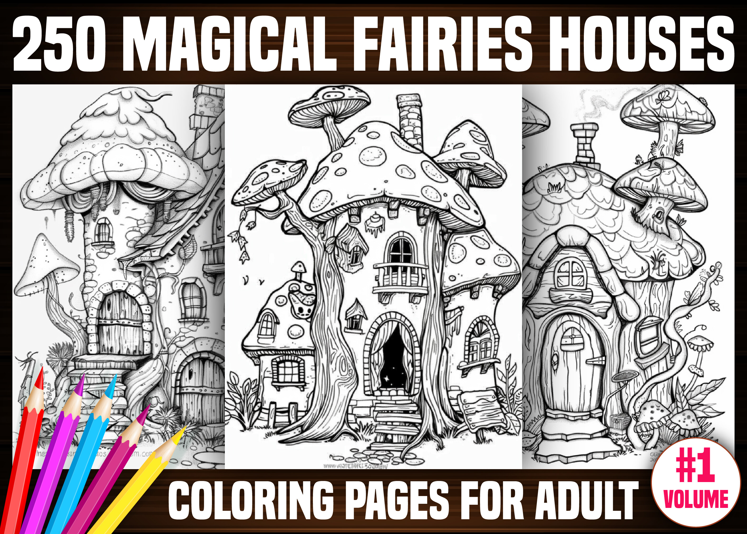 250 Magical Fairies Houses Coloring Page