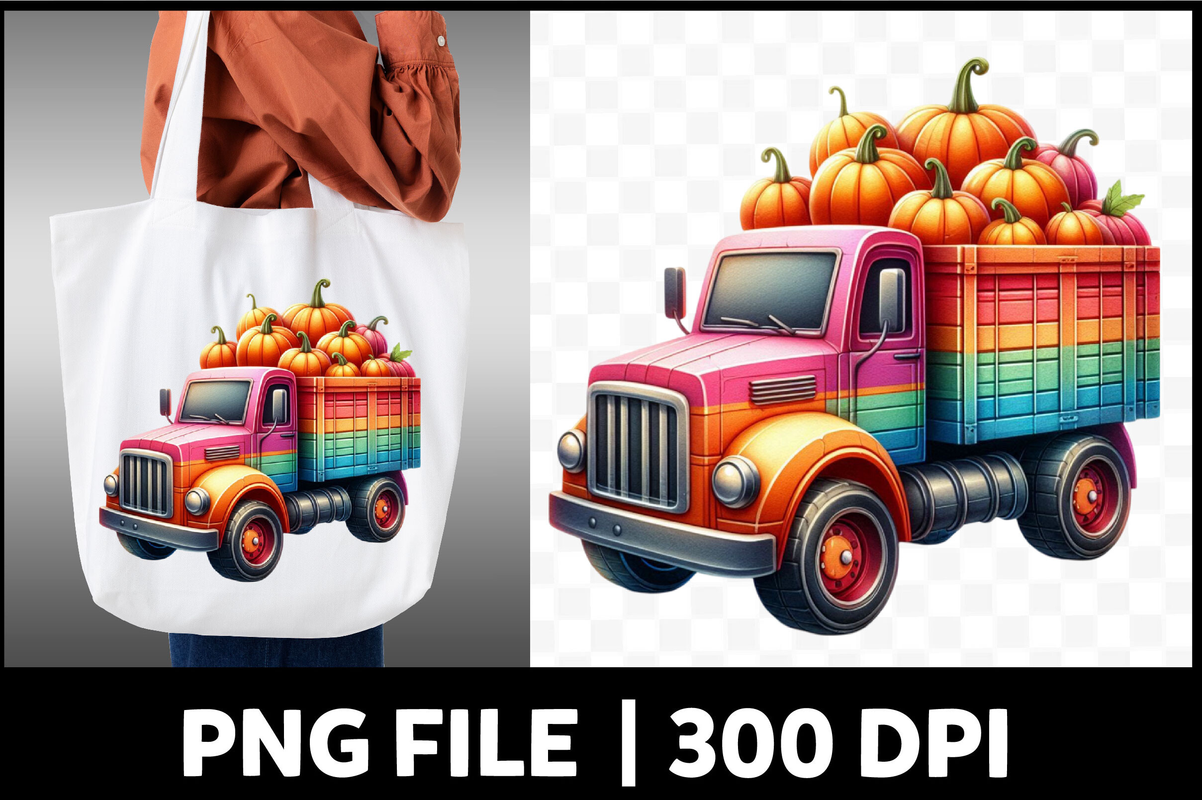 Autumn Pumpkin Truck Sublimation Clipart Graphic by designking ...