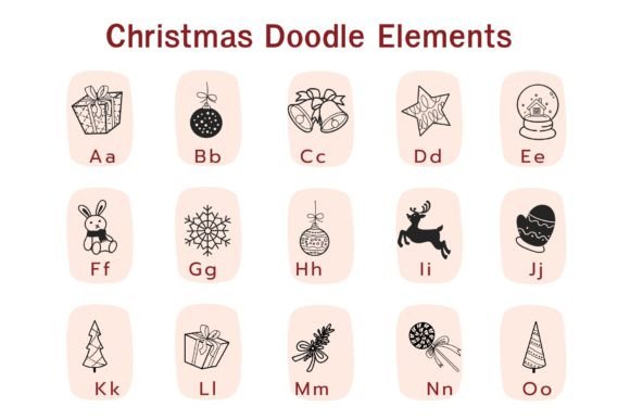 Christmas Doodle Elements Font - Preview 1